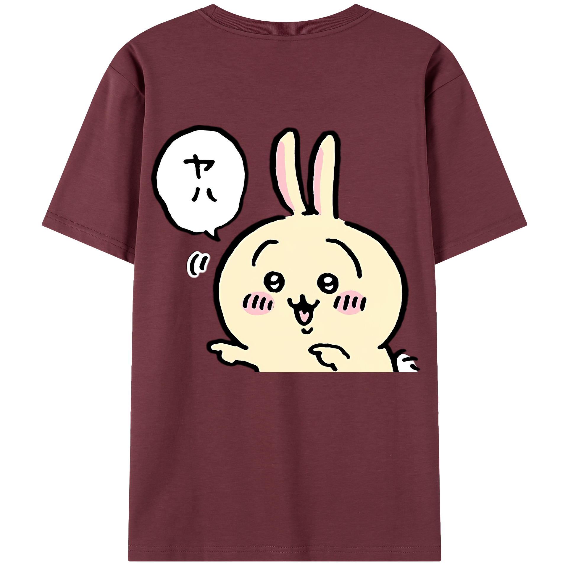 （画像用） ちいかわ うさぎ Chii-kawa usagi 綿100％半袖Tシャツ（背面プリント）